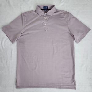 STITCH Mens Mauve Pink Grey Stripes Polo Golf Shirt Size Medium Large Activewear